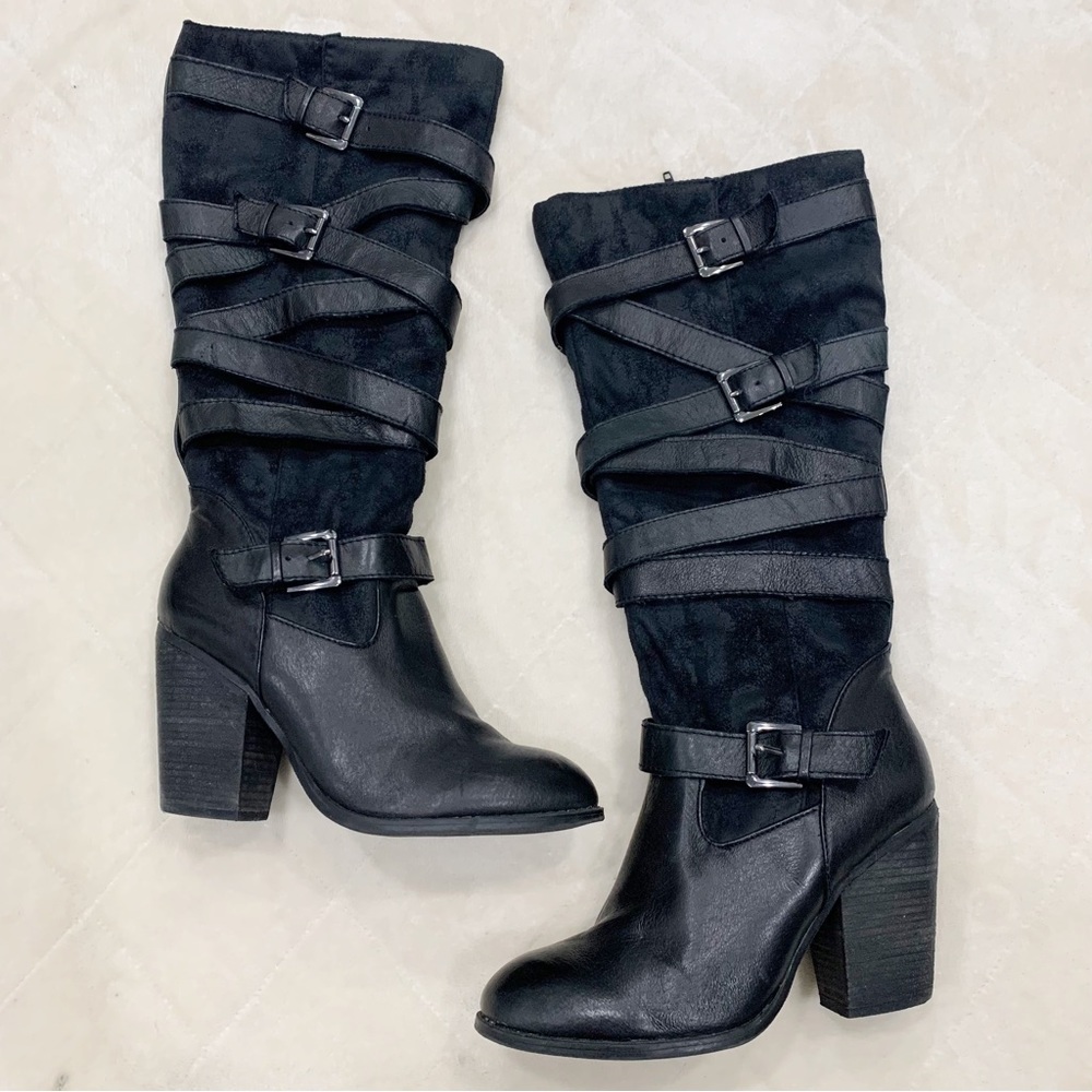 Steve Madden Leather Knee High Boots Black